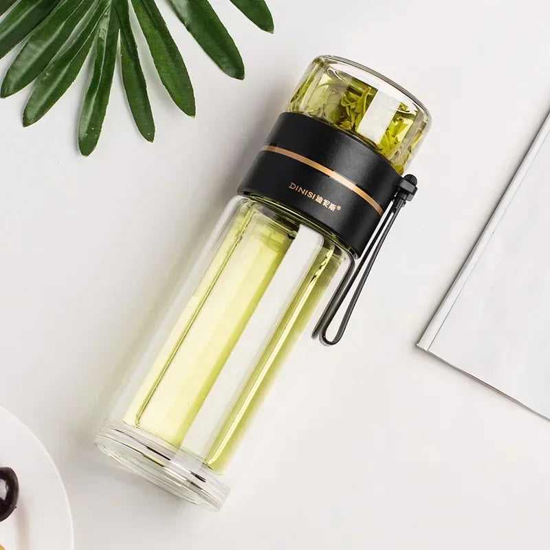 350ml/400ml Glass Water Bottles Tea Infuser Bottle Tea Separation Mug Double-Layer Portable Creative Water Cup Home Waterbottle
