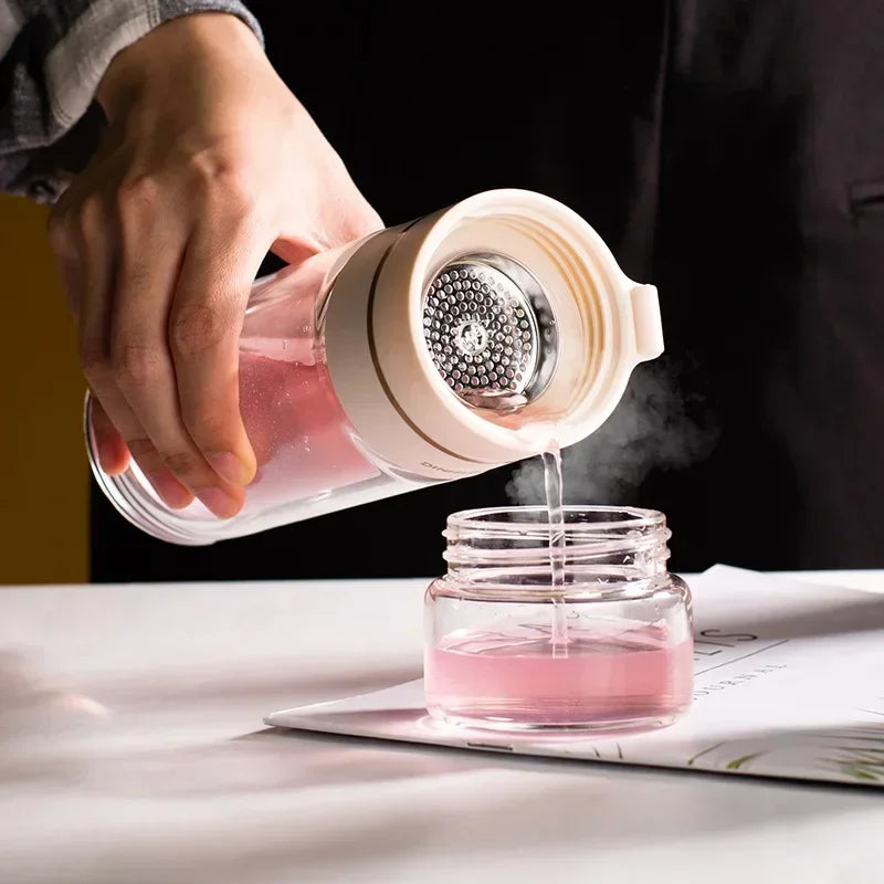 350ml/400ml Glass Water Bottles Tea Infuser Bottle Tea Separation Mug Double-Layer Portable Creative Water Cup Home Waterbottle