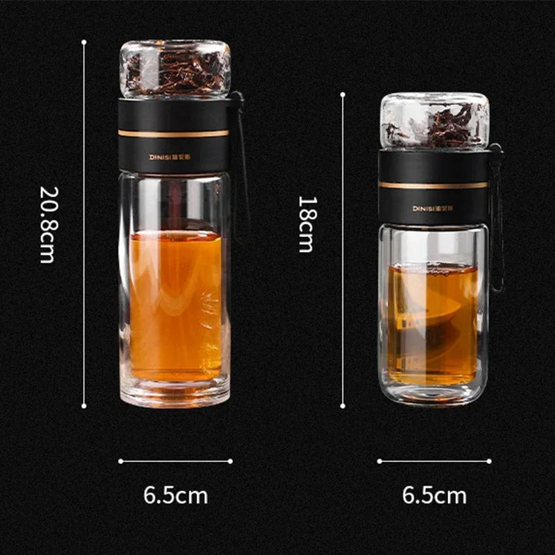350ml/400ml Glass Water Bottles Tea Infuser Bottle Tea Separation Mug Double-Layer Portable Creative Water Cup Home Waterbottle
