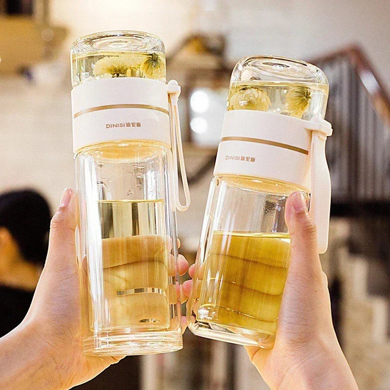 350ml/400ml Glass Water Bottles Tea Infuser Bottle Tea Separation Mug Double-Layer Portable Creative Water Cup Home Waterbottle