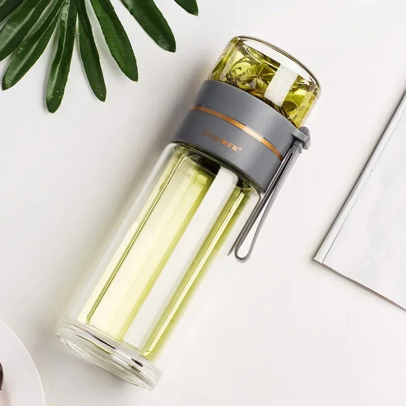 350ml/400ml Glass Water Bottles Tea Infuser Bottle Tea Separation Mug Double-Layer Portable Creative Water Cup Home Waterbottle