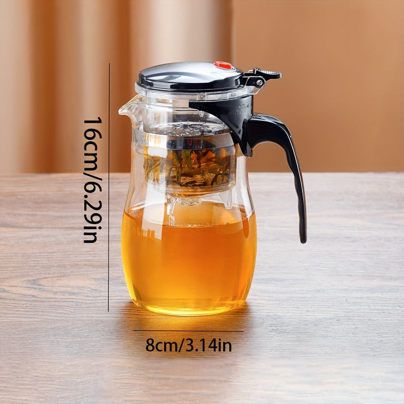 Durable One-Touch Easy-Press Glass Tea Infuser - Perfect for Home & Restaurant Use, Ideal for Loose Leaf & Blooming Tea Brewing