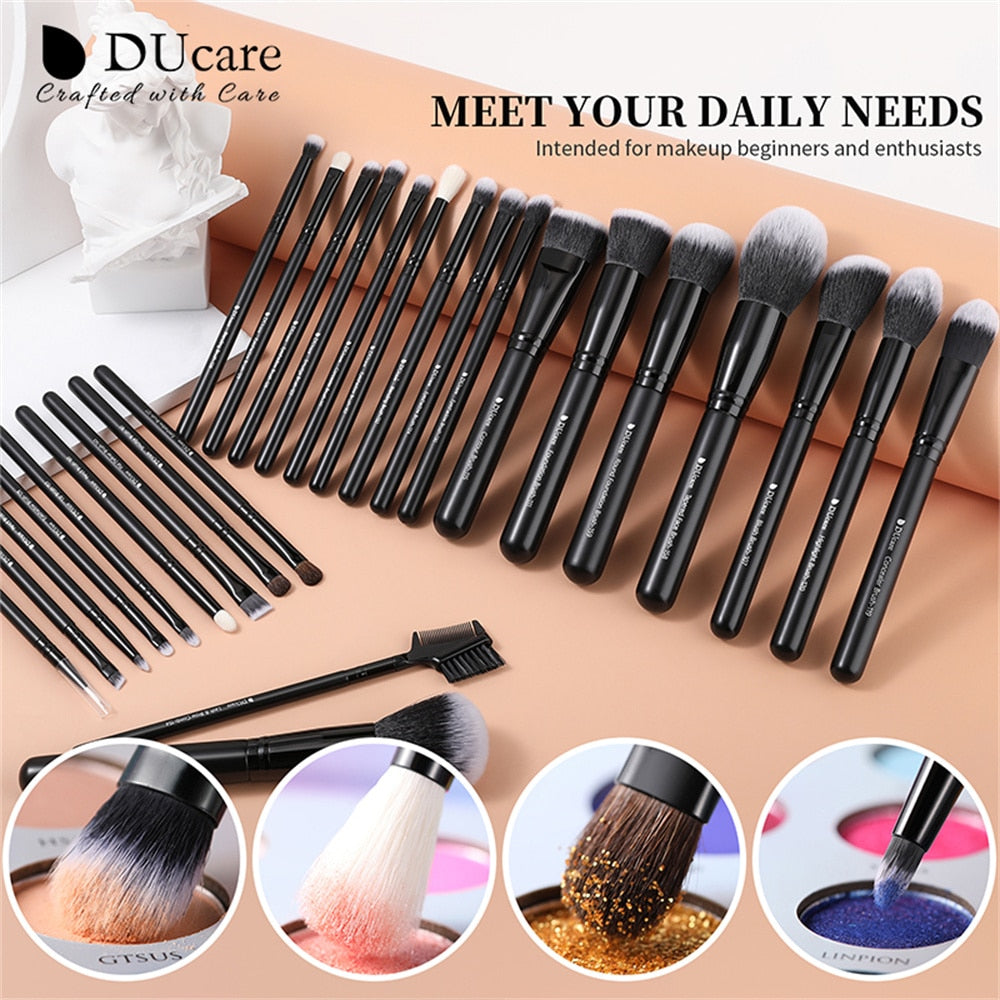 DUcare Professional Makeup Brushes 8-27Pcs Makeup Brush Full Set Foundation Eyeshadow Powder Synthetic Goat Hair Cosmetics Brush