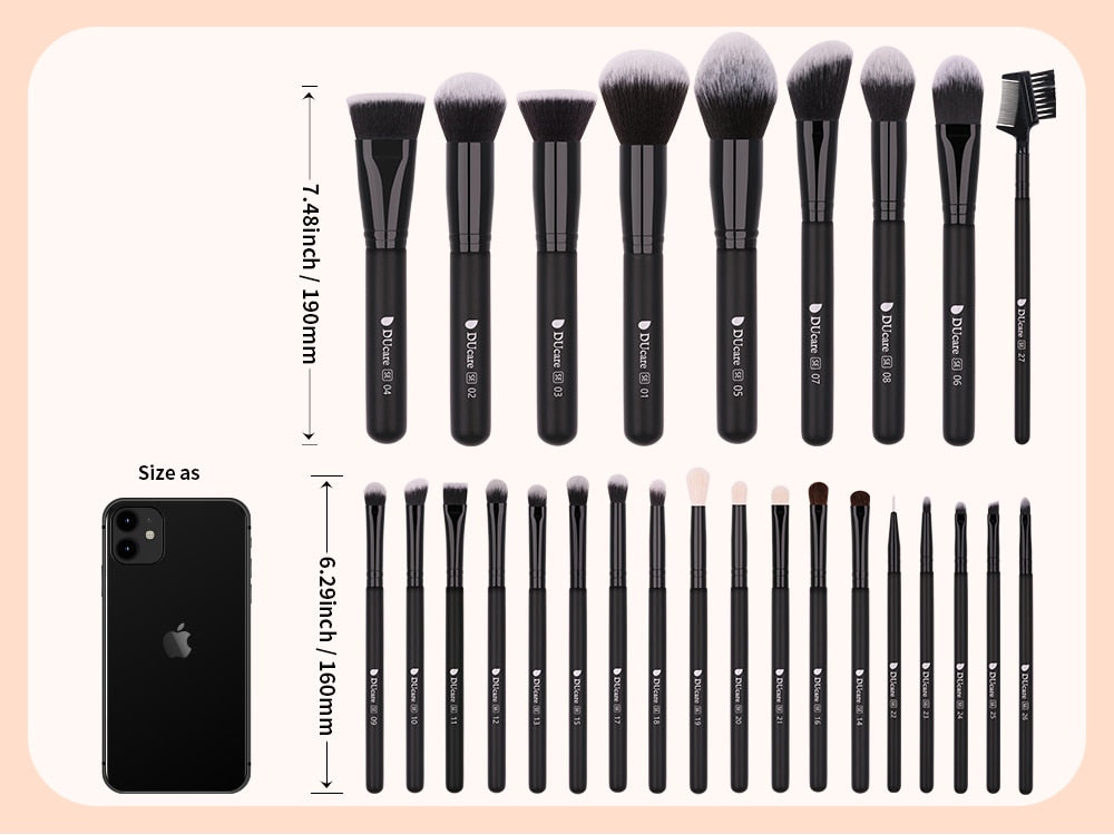 DUcare Professional Makeup Brushes 8-27Pcs Makeup Brush Full Set Foundation Eyeshadow Powder Synthetic Goat Hair Cosmetics Brush