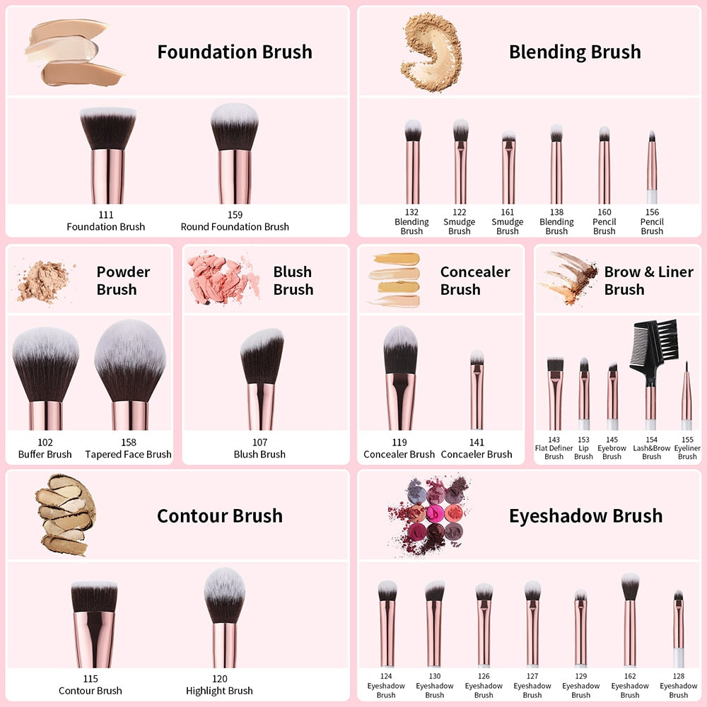 DUcare Professional Makeup Brushes 8-27Pcs Makeup Brush Full Set Foundation Eyeshadow Powder Synthetic Goat Hair Cosmetics Brush