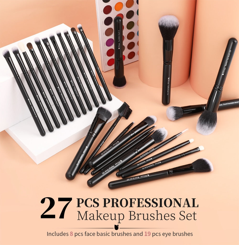 DUcare Professional Makeup Brushes 8-27Pcs Makeup Brush Full Set Foundation Eyeshadow Powder Synthetic Goat Hair Cosmetics Brush