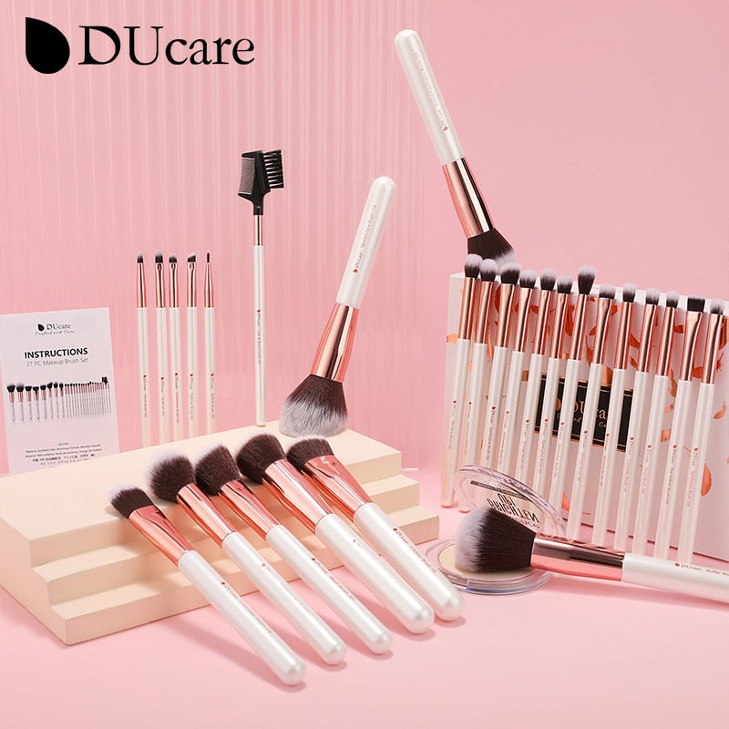 DUcare Professional Makeup Brushes 8-27Pcs Makeup Brush Full Set Foundation Eyeshadow Powder Synthetic Goat Hair Cosmetics Brush