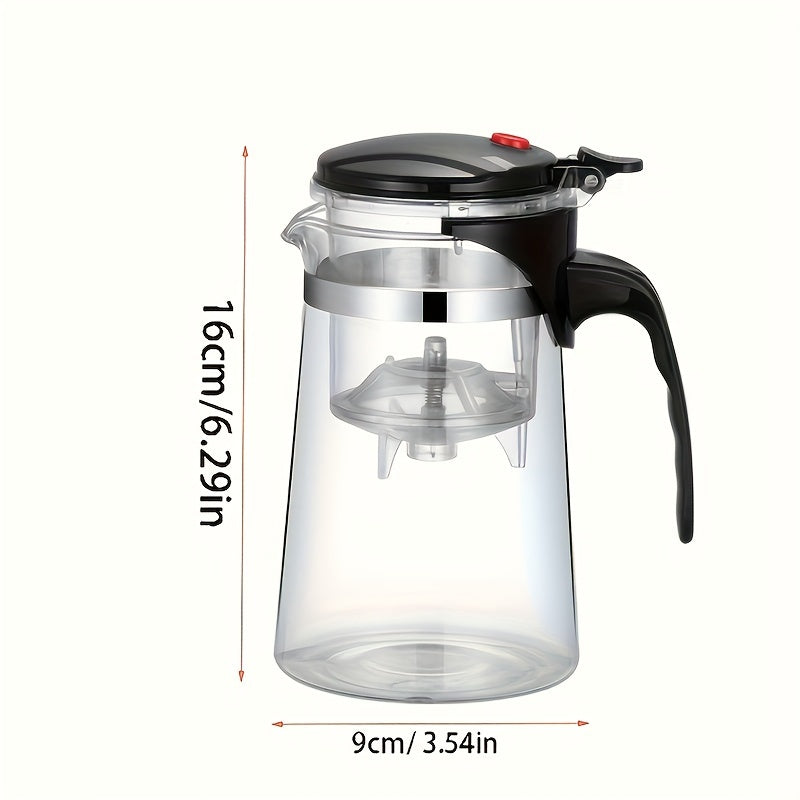 Durable One-Touch Easy-Press Glass Tea Infuser - Perfect for Home & Restaurant Use, Ideal for Loose Leaf & Blooming Tea Brewing